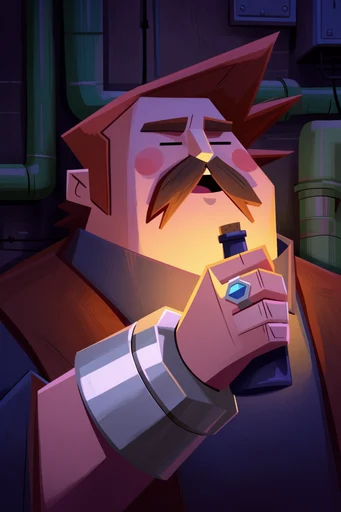 Cozy Cinematic Noir style reference image — warm amber glow