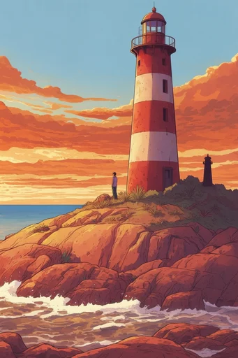 Sun-Drenched Illustrative Mediterranean style reference image — bold ink outlines
