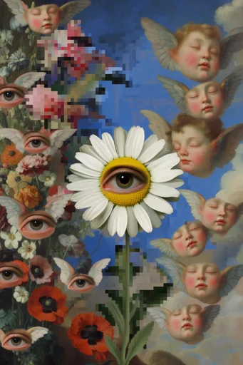 Digital Renaissance Glitch style reference image — pixelated artifacts