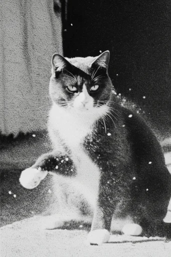 Gritty Monochromatic Noir style reference image — gritty analogue noise