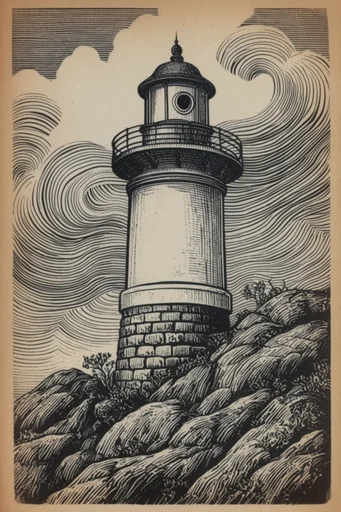 Monochrome Linear Craftsmanship style reference image — vintage woodcut