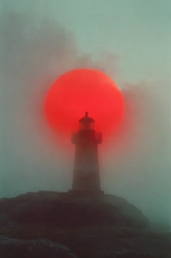 Ethereal Crimson Minimalism style reference image — stark silhouettes