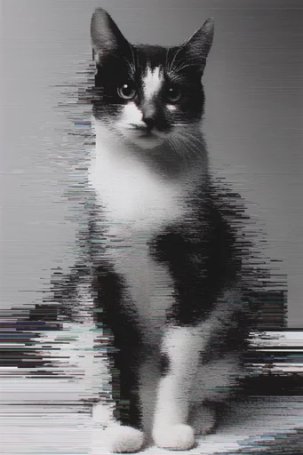 Monochrome Digital Decay style reference image — surreal glitch art