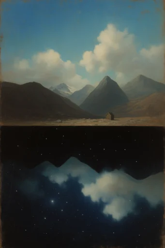 Metaphysical Celestial Surrealism style reference image — surrealist oil painting
