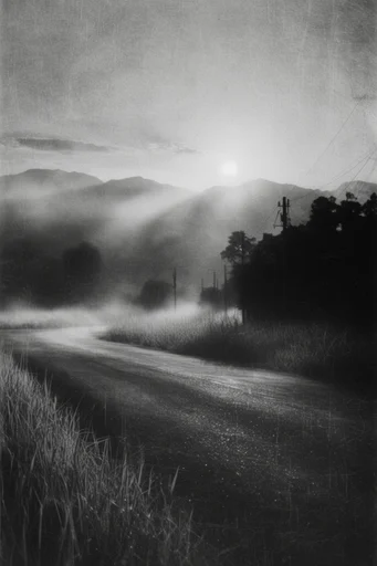 Atmospheric Noir Pictorialism style reference image — high-contrast black and white