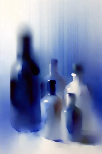 Ethereal Refracted Gradient style reference image — fluted glass refraction