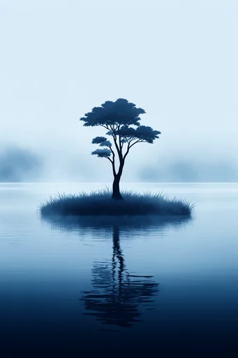 Atmospheric Monochromatic Minimalism style reference image — atmospheric blue palette
