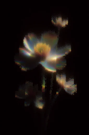 Spectral Glitch Surrealism style reference image — neon gradient halos