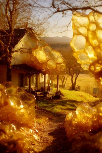 Ethereal Amber Radiance style reference image — macro organic textures
