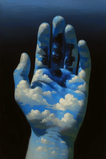 Celestial Surrealist Synthesis style reference image — oil painting texture