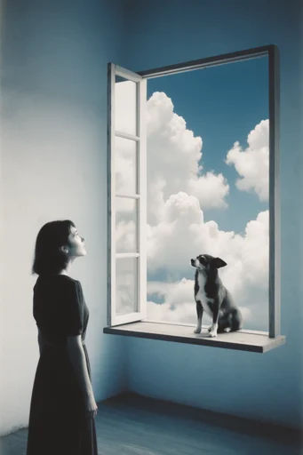 Surreal Infinite Horizon style reference image — solitary figure