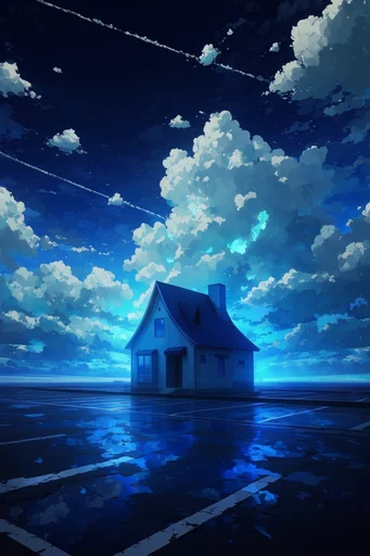 Monochromatic Cobalt Dreamcore style AI image example 4