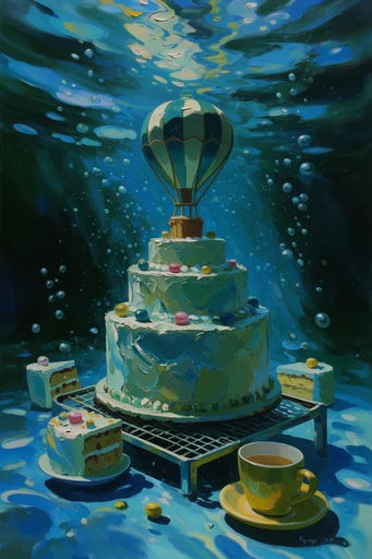 Submerged Impasto Surrealism style reference image — dreamlike fluid motion