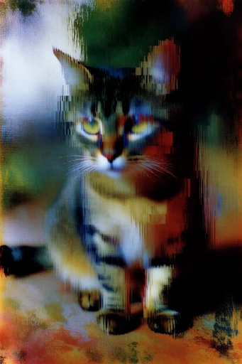 Refractive Glitch Impressionism style reference image — vertical motion smear