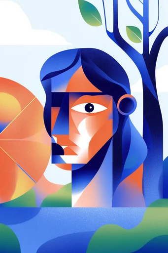 Surreal Neo-Folk Gradient style reference image — grainy airbrush gradient