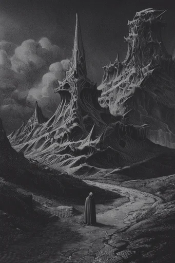 Stark Monochromatic Gothic style reference image — high-contrast monochrome