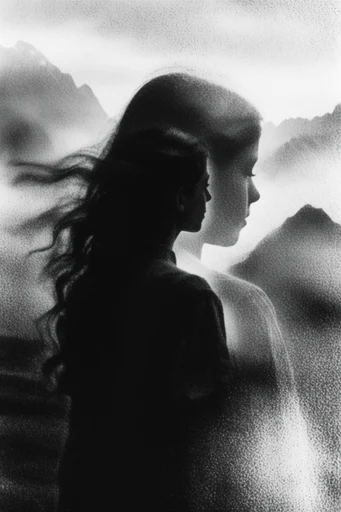 Monochrome Granular Noir style reference image — stark monochrome