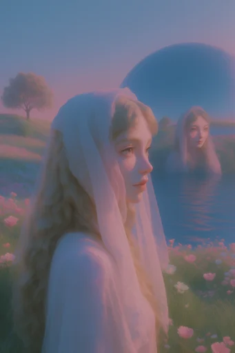 Ethereal Pastel Surrealism style reference image — minimalist architectural elements