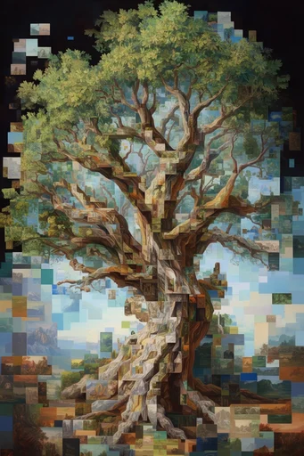 Recursive Voxel Surrealism style reference image — atmospheric pastel gradients