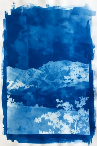 Ethereal Botanical Cyanotypes style reference image — cyanotype print