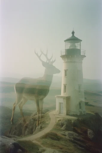 Nostalgic Surrealist Double-Exposure style reference image — muted vintage color palette