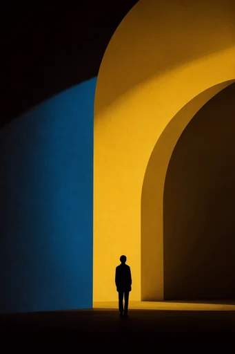 Cinematic Neo-Noir Liminality style reference image — solitary silhouette