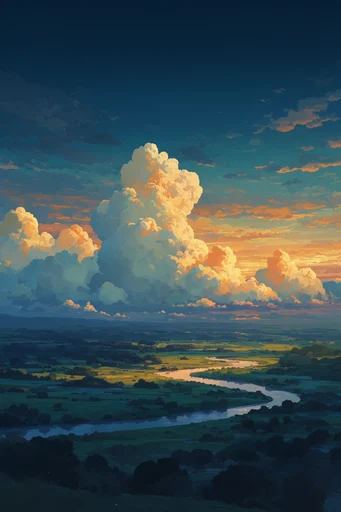 Monumental Twilight Cloudscapes style reference image — golden hour lighting