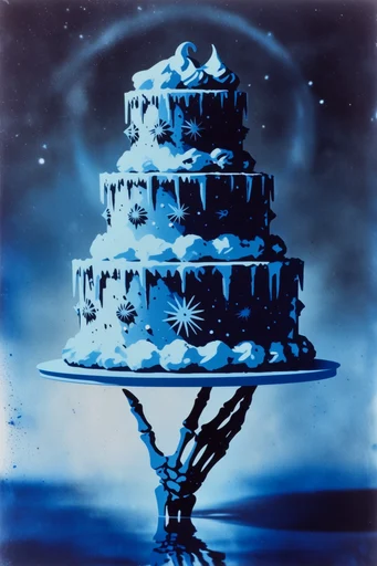 Ethereal Indigo Cyanotype style reference image — high-contrast shadow play