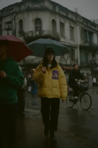 Cinematic Urban Melancholy style reference image — grainy film aesthetic