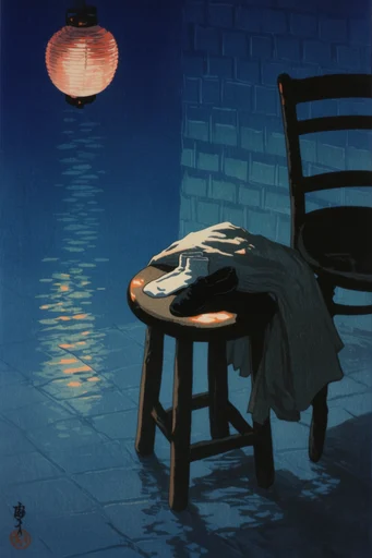 Luminous Nocturnal Solitude style reference image — deep indigo and cobalt palette