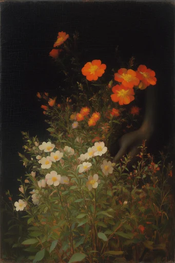 Luminous Botanical Chiaroscuro style reference image — surreal nature study