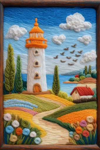 Tactile Fiber Landscapes style reference image — handcrafted wool tapestry