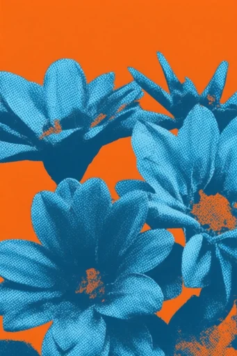 Tactile Risograph Duotone style reference image — minimalist graphic illustration