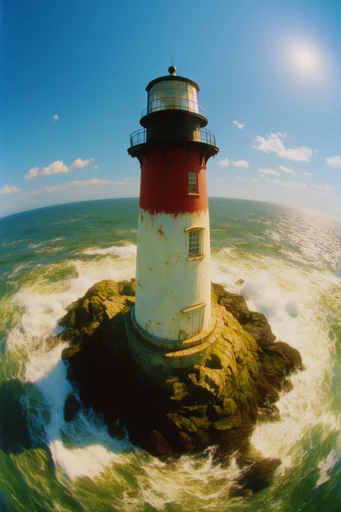 Saturated Fisheye Nostalgia style reference image — harsh direct sunlight