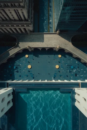 Aerial Aquatic Minimalism style reference image — top-down aerial perspective