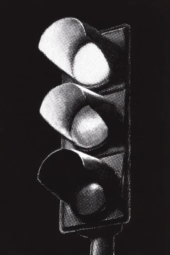 Monochrome Halftone Graphic style reference image — halftone dot pattern