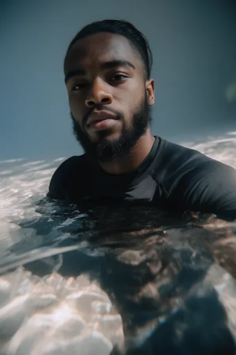 Submerged Cinematic Surrealism style reference image — teal and slate palette