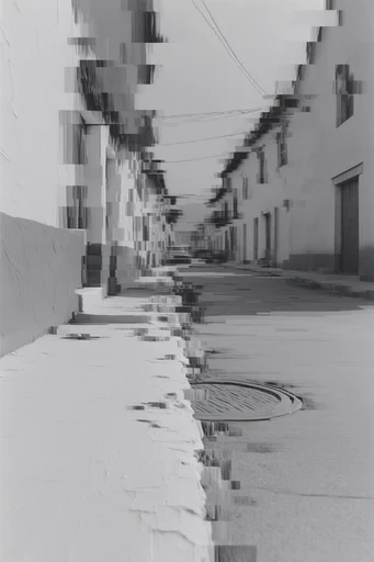 Monochrome Glitch Surrealism style reference image — monochrome glitch art