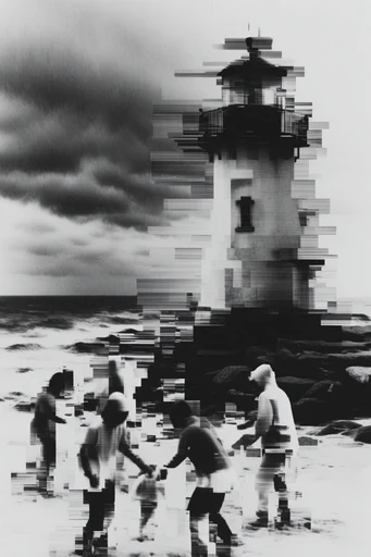 Monochrome Glitch Noir style reference image — archival photography