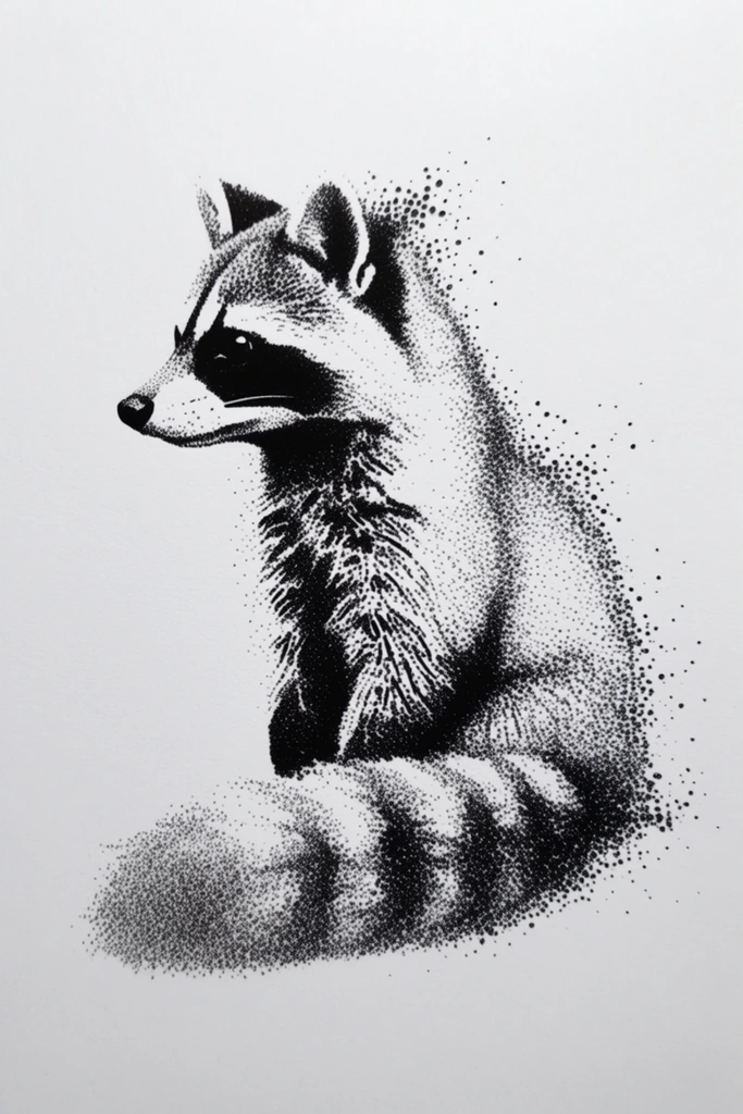 Stark Noir Pointillism style AI image example 3