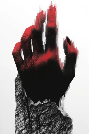 Crimson Glitch Avant-Garde style reference image — crimson red accents