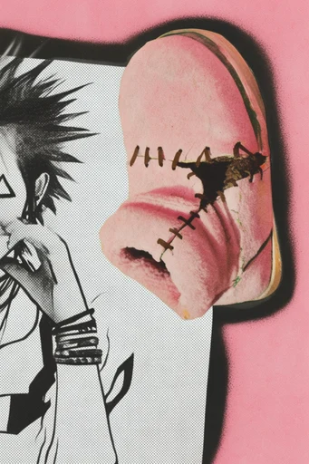 Neo-Punk Collage Zine style reference image — high-contrast halftone