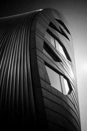Monolithic Brutalist Noir style reference image — monochromatic brutalist architecture