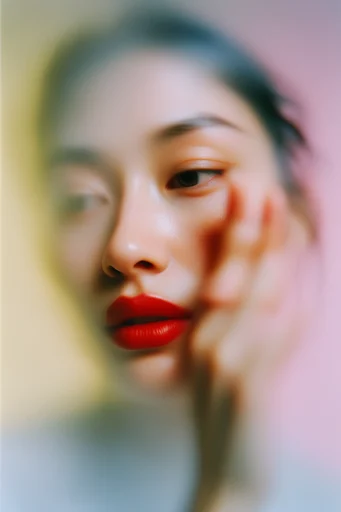Ethereal Kinetic Impressionism style reference image — saturated crimson and peach