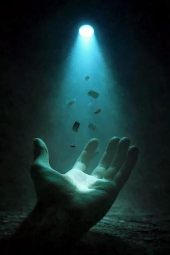 Cinematic Cyan Abyssal style reference image — chiaroscuro