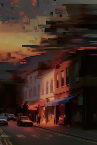 Fragmented Analog Surrealism style reference image — pixel sorted collage