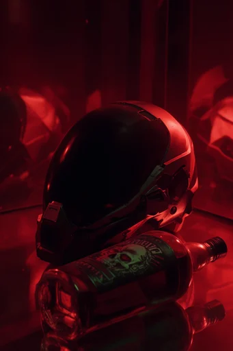 Crimson Cyber Noir style reference image — high-contrast noir