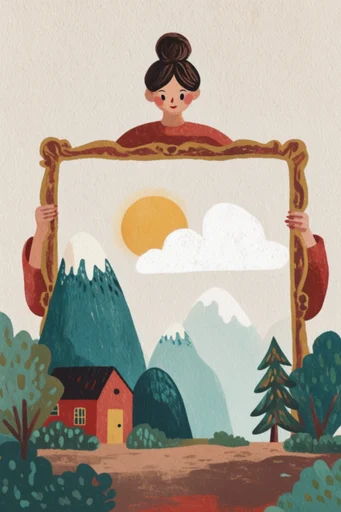 Nostalgic Folk Storybook style reference image — children's book illustration