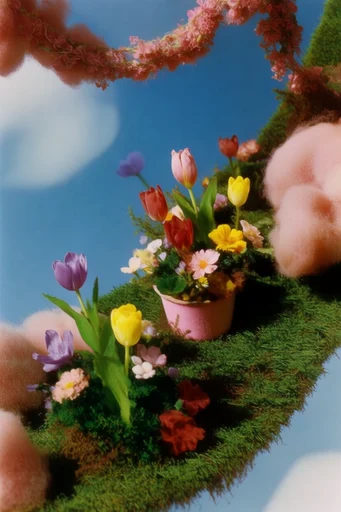 Hyper-Saturated Pastoral Surrealism style reference image — tactile textures