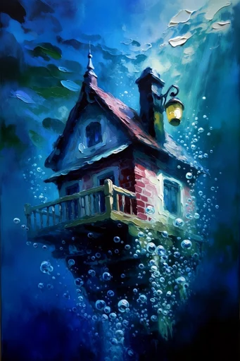 Submerged Impasto Surrealism style reference image — expressive visible brushstrokes